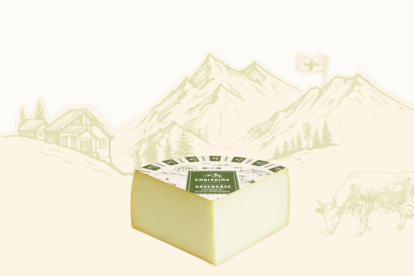 Engiadina Pura Arvenkäse viertel Laib