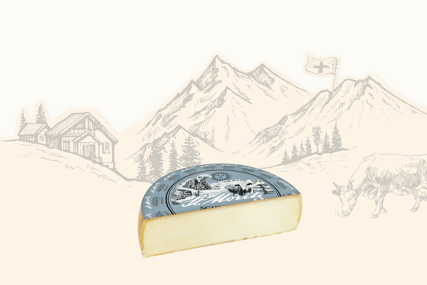 St. Moritz Bergkäse rezent halber Laib