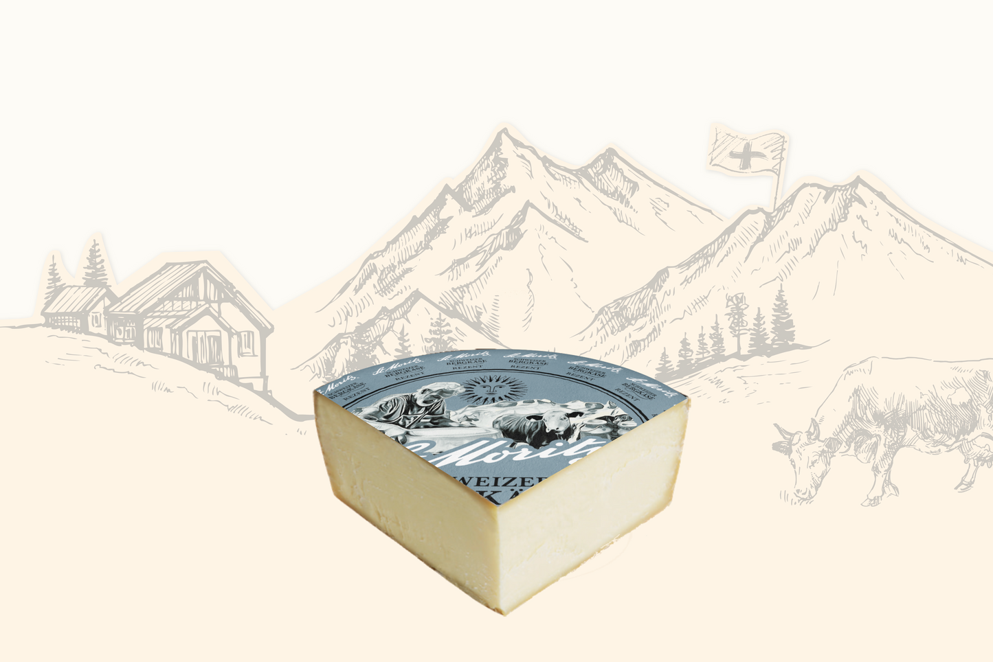 St. Moritz Bergkäse rezent viertel Laib