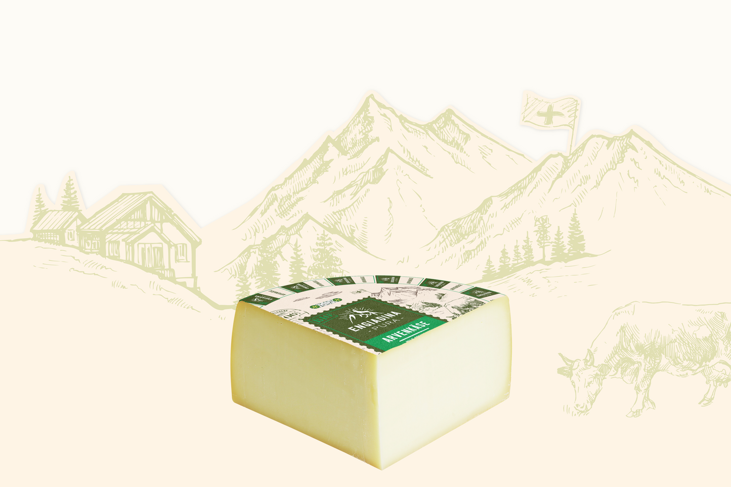 Bio Engiadina Pura Arvenkäse viertel Laib