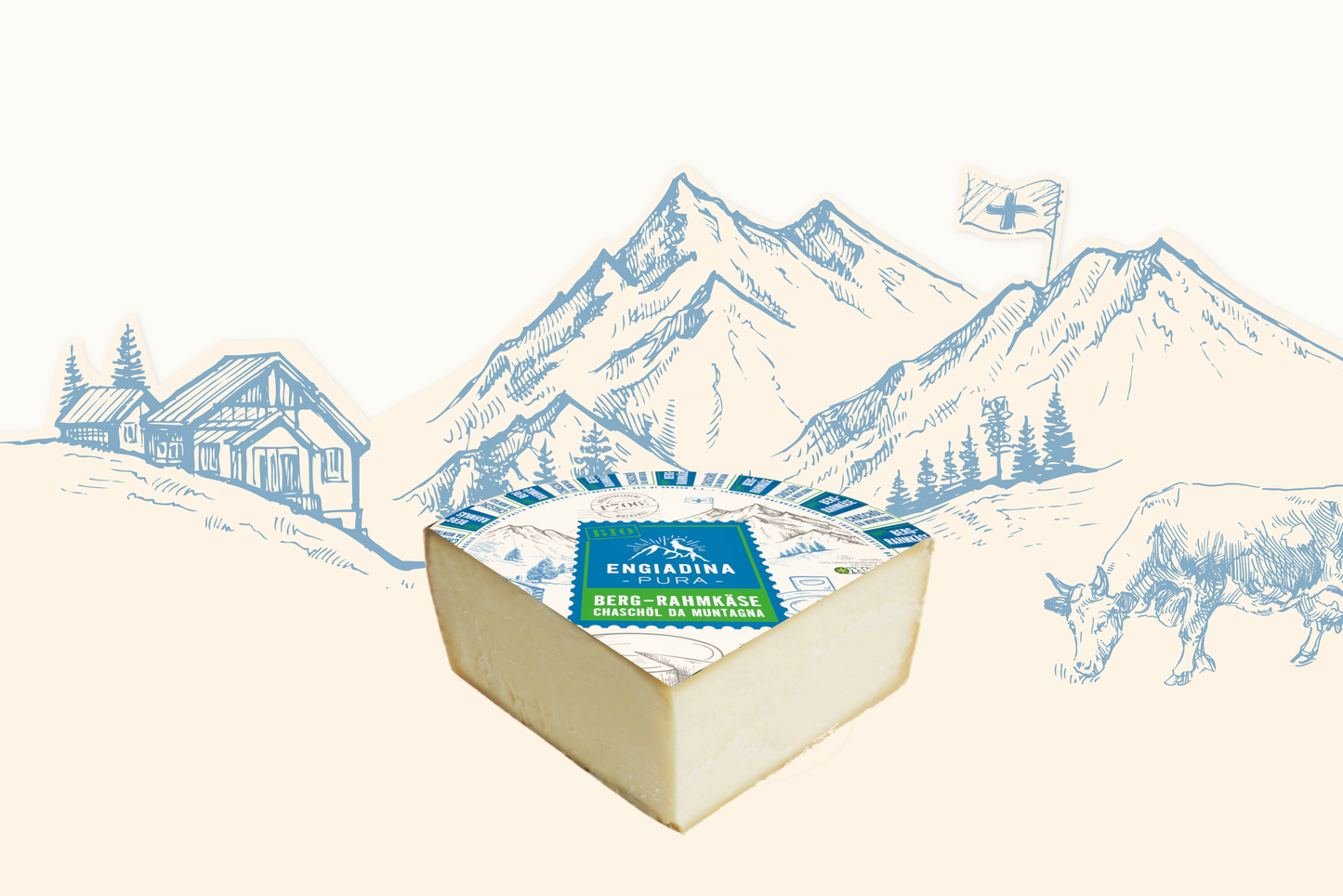 Bio Engiadina Pura Berg-Rahmkäse viertel Laib